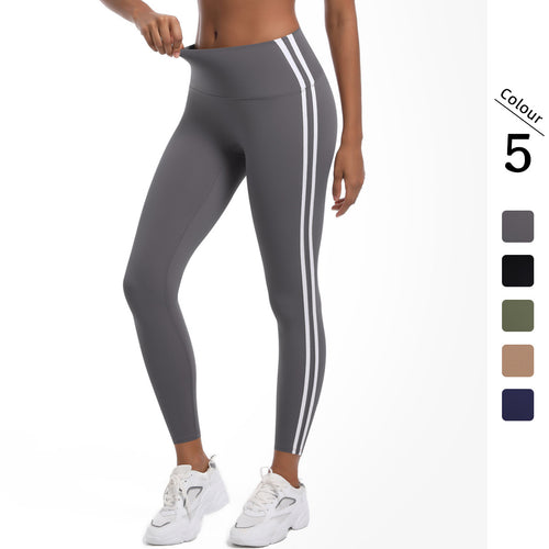 Damen Hochtaillierte Sportleggings mit atmungsaktivem Material und seitlichen Streifen Drune