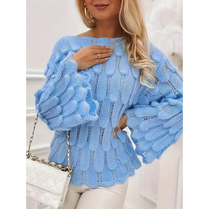 Damen Strickpullover mit voluminösen Ärmeln und strukturiertem Muster Drune