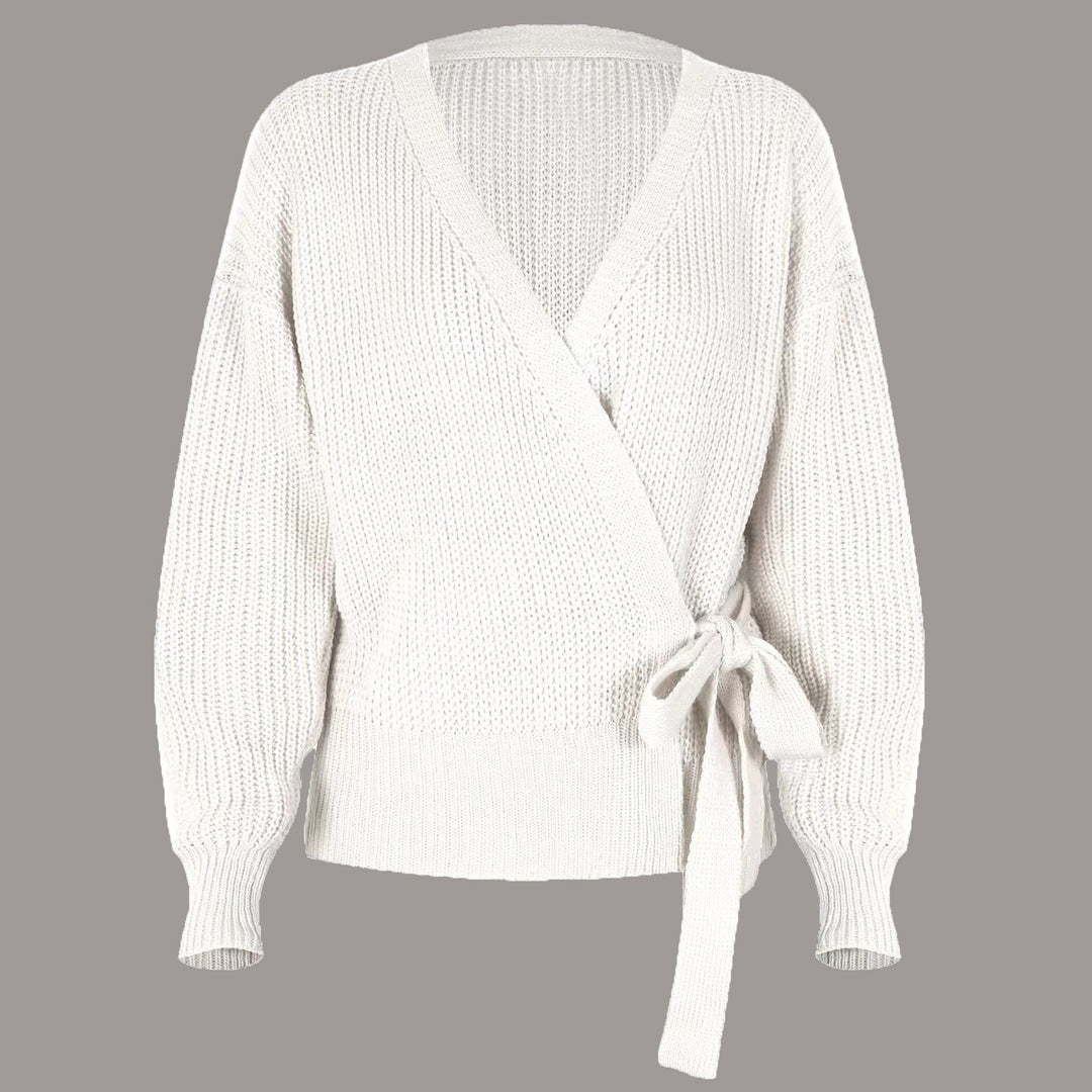 Damen Coole Wickelstrickjacke mit modernen Rüschendetails Drune