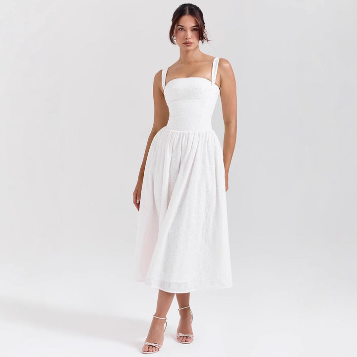 Damen Midikleid im klassischen Karomuster mit elastischem Oberteil und praktischen Taschen Drune