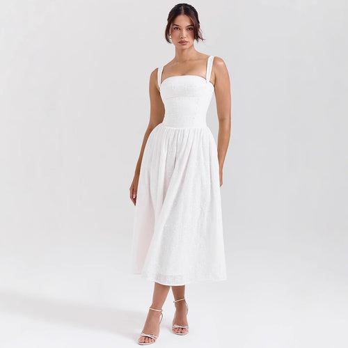 Damen Midikleid im klassischen Karomuster mit elastischem Oberteil und praktischen Taschen Drune