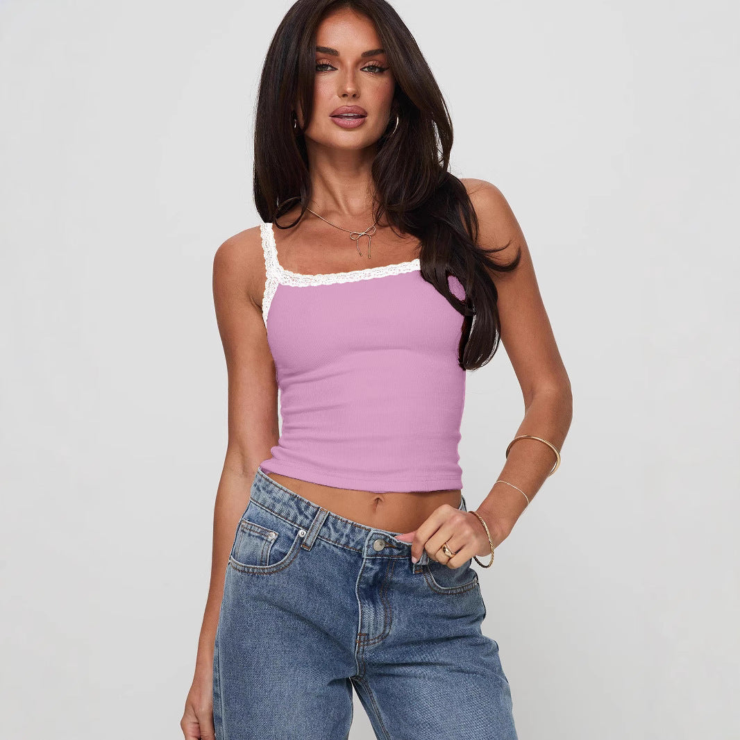 Damen Top mit Spitzenakzenten Drune
