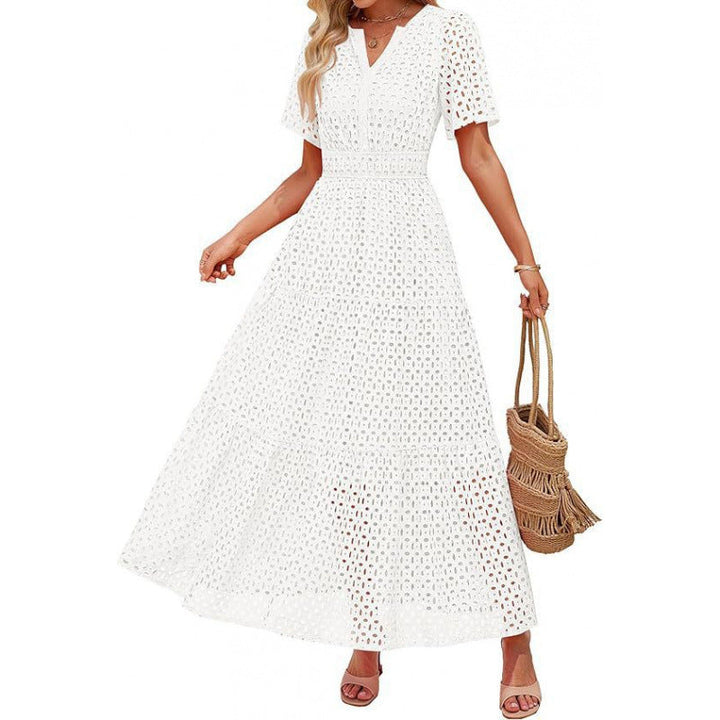 Damen Maxikleid mit gehäkeltem Muster Drune