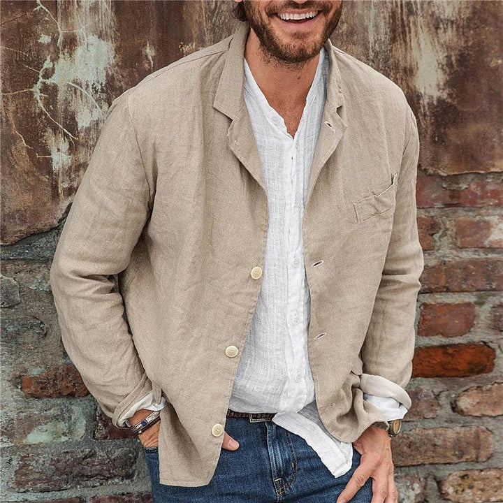 Herren Leichte Leinenjacke mit lässigem Schnitt und praktischen Taschen Drune