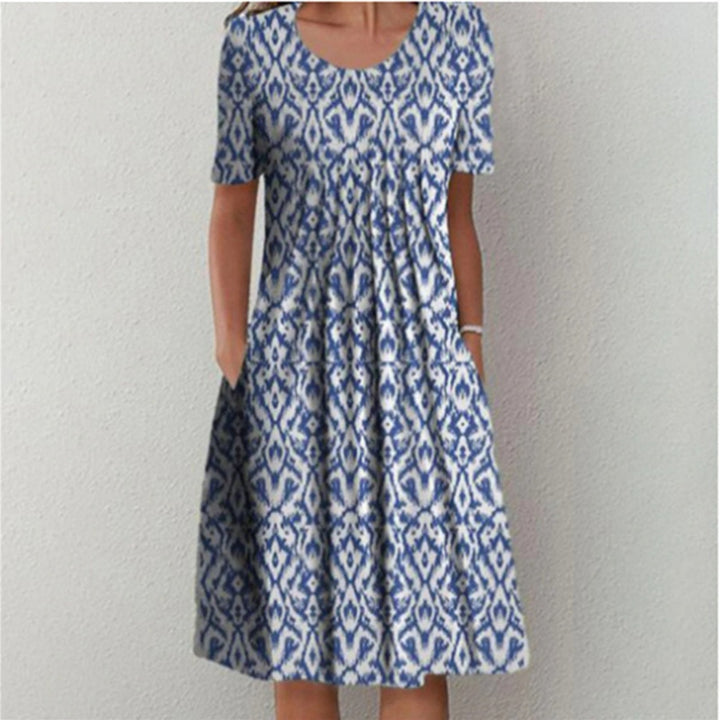 Damen Midi-Kleid mit elastischem Bund und seitlichen Taschen Drune