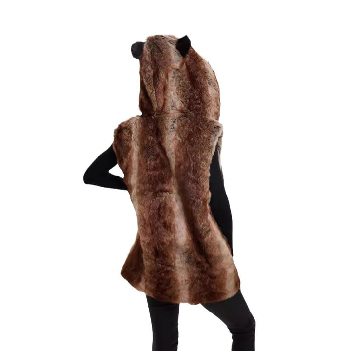 Damen Verspielt designte Fleece-Weste mit Kapuze Drune
