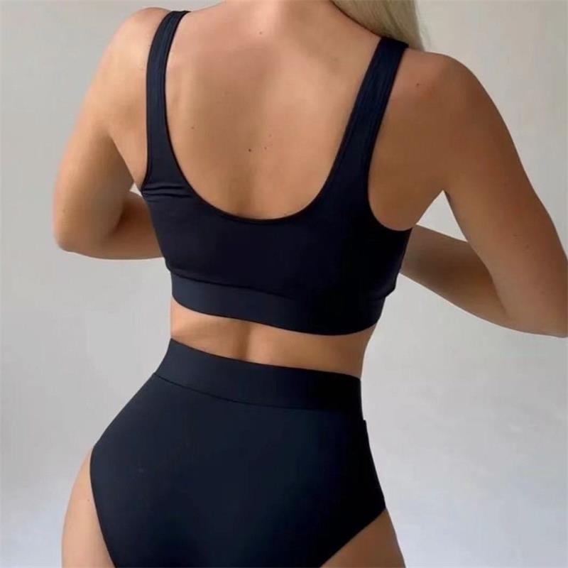 Damen Hochgeschnittener Bikini mit eleganter Schnürdetailverzierung Drune