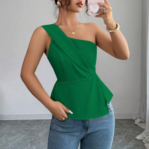 Damen Asymmetrisches Peplum-Oberteil mit Drapierung Drune
