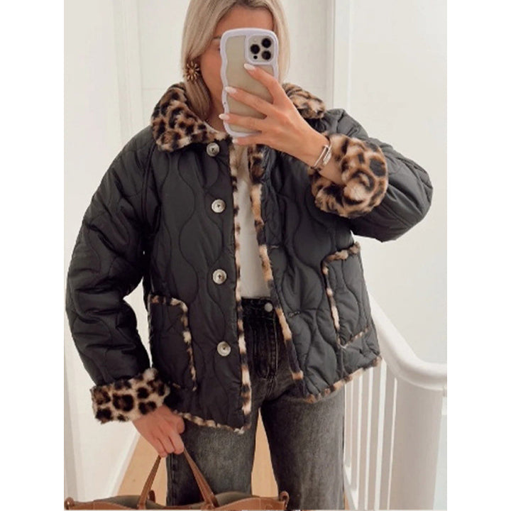 Damen Kunstfelljacke mit modischem Leopardenmuster und komfortablem Schnitt Drune