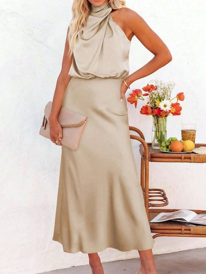 Damen Elegantes Trägerkleid mit drapiertem Oberteil und A-Linien-Schnitt Drune
