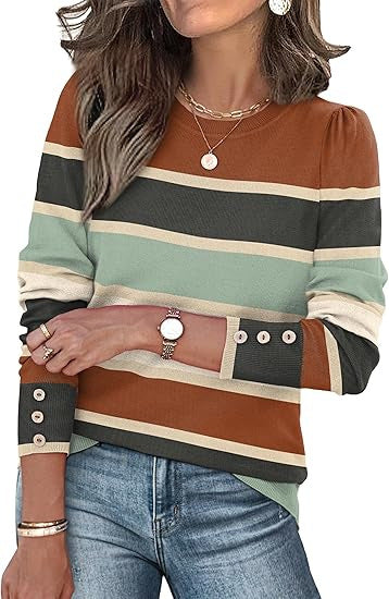Damen lässiger Pullover mit Knopfdetails Drune