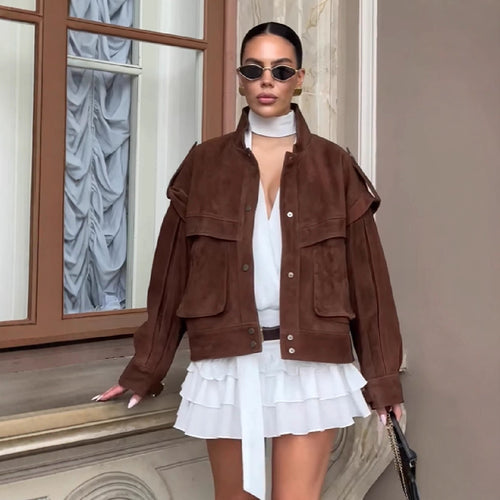 Damen Oversized Veloursjacke Drune