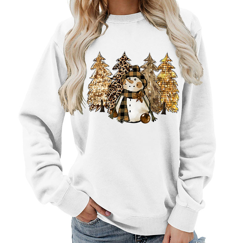 Damen Sweatshirt mit kreativem Schneemann-Design und weichem Innenfutter Drune