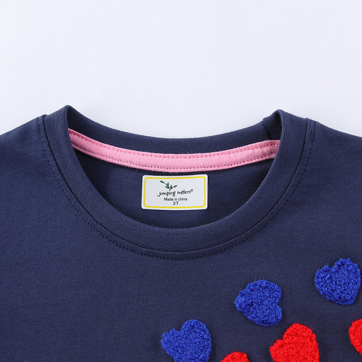 Mädchen T-Shirt Kleid mit buntem Herz-Stickdesign Drune