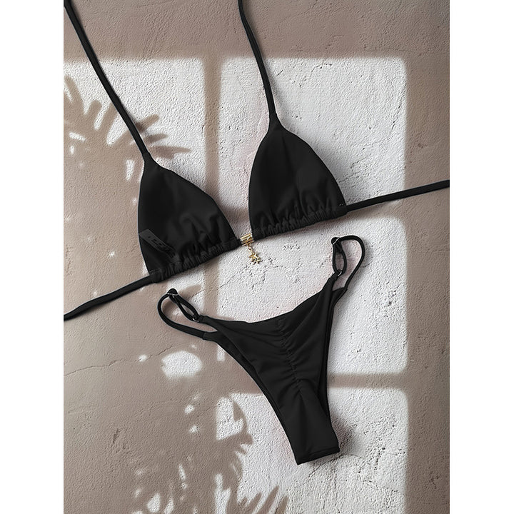 Damen Triangel-Bikini mit verstellbaren Trägern und elegantem Schmuckdetail Drune
