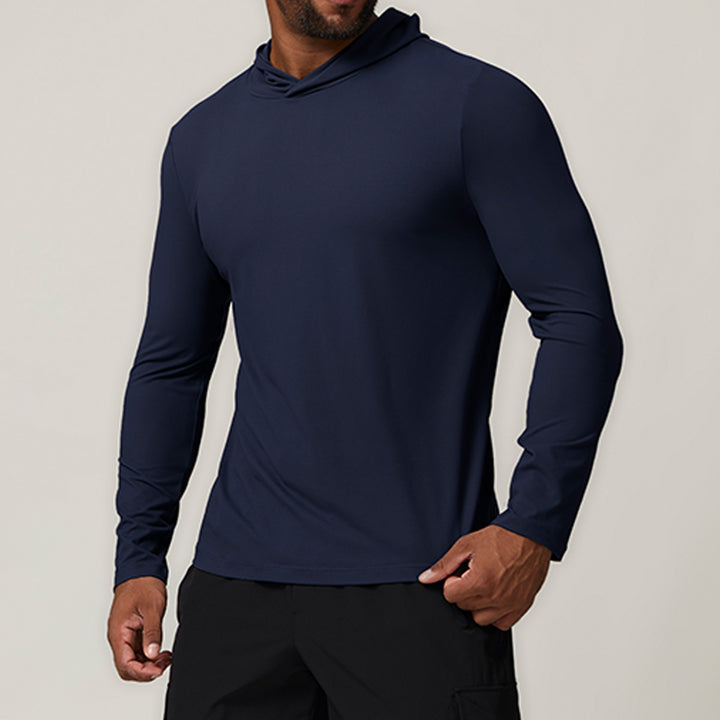 Herren Longsleeve mit Kapuze und feuchtigkeitstransportierender Technologie Drune