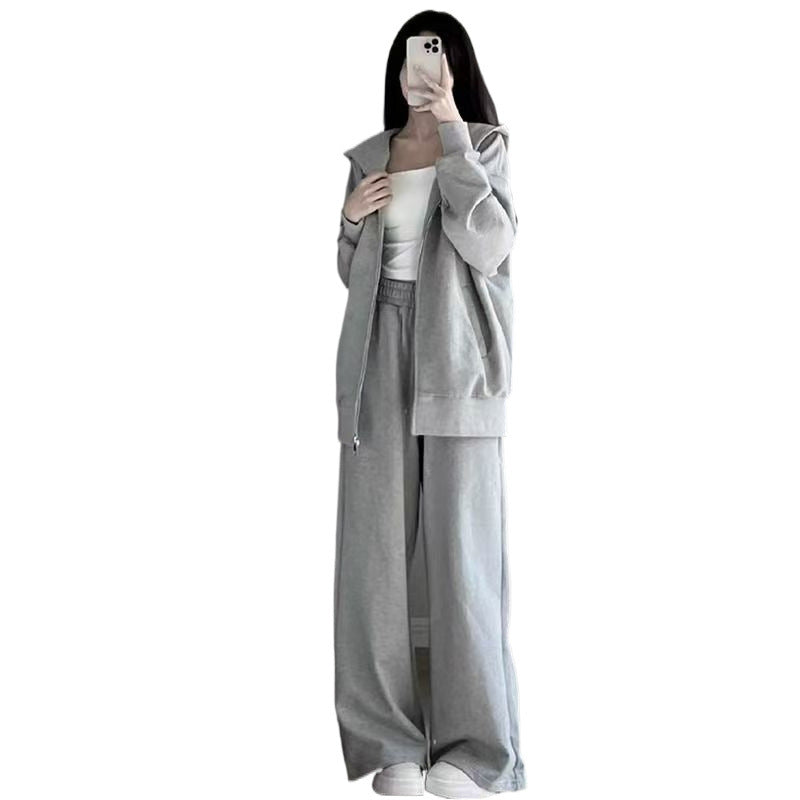 Damen Bequemes Oversized Sportanzug mit Kapuze und seitlichen Taschen Drune