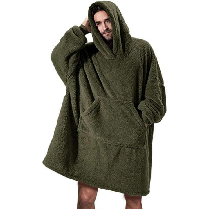 Damen oversize Fleece-Hoodie mit Kängurutasche und Kapuze Drune