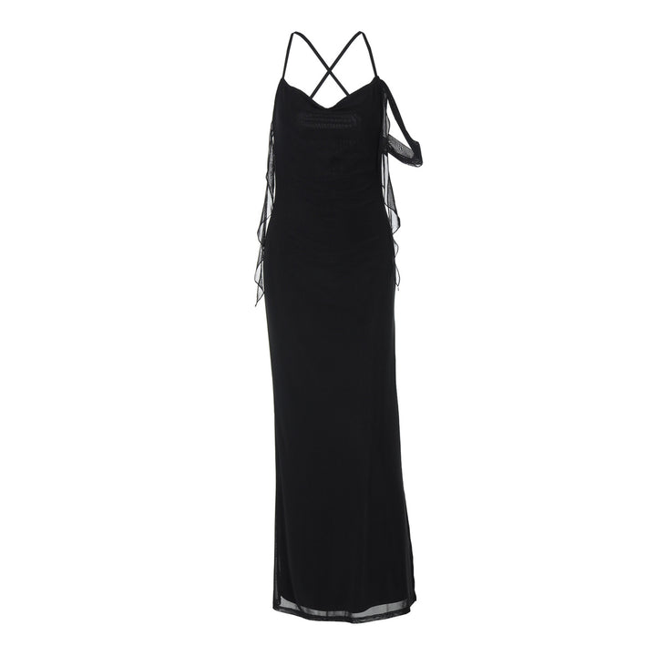 Damen Maxikleid mit verführerischem Schnitt und raffinierten Rüschendetails Drune