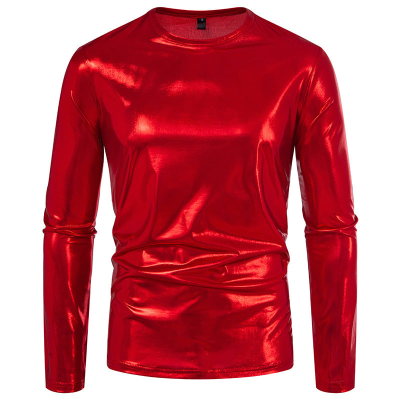 Herren stylisches Langarmshirt aus glänzendem Material Drune
