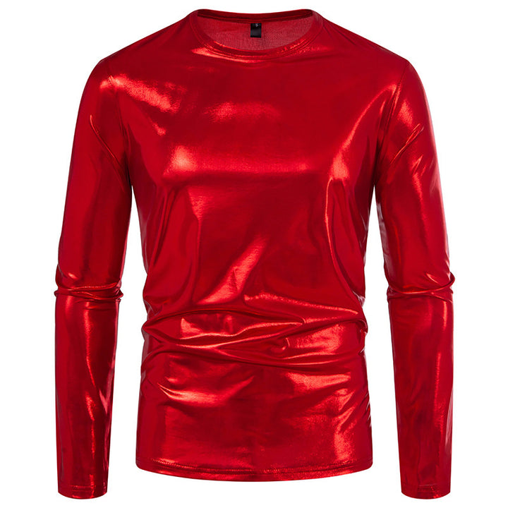 Herren stylisches Langarmshirt aus glänzendem Material Drune