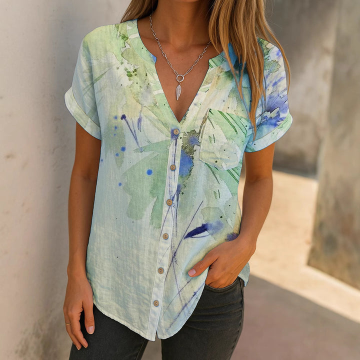 Damen elegante Bluse mit floralem Stickdesign Drune