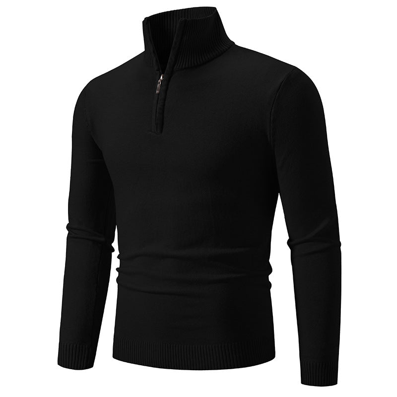 Herren nan Feinstrick-Halbzip-Pullover mit Rippen-Stehkragen und schmaler Passform Drune