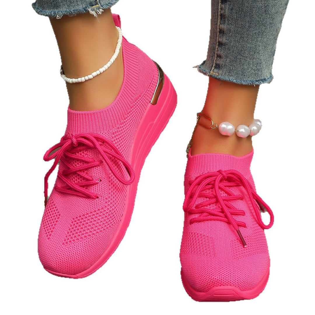 Damen bequeme Sport-Sneaker mit atmungsaktivem Obermaterial und eleganter Plateausohle Drune