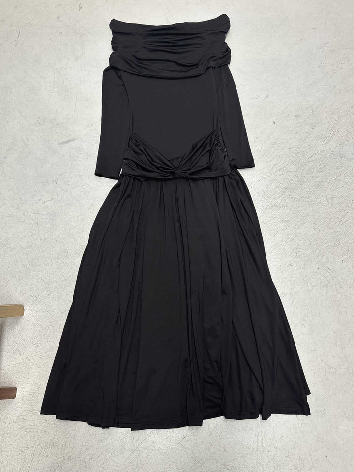 Damen Elegantes Langkleid mit gekreuztem Tailleneinsatz und schulterfreiem Ausschnitt Drune