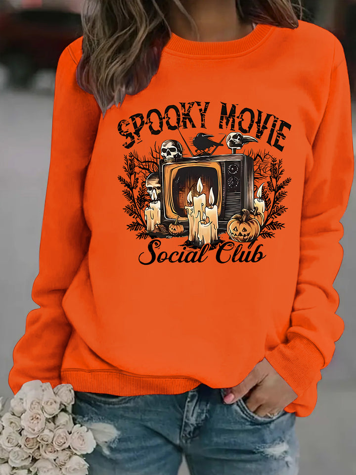 Damen Sweatshirt mit spooky Film-Motiv und lässigem Schnitt Drune