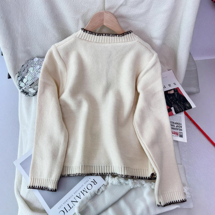 Damen klassische Strickjacke mit kontrastierenden Nähten und Taschen Drune