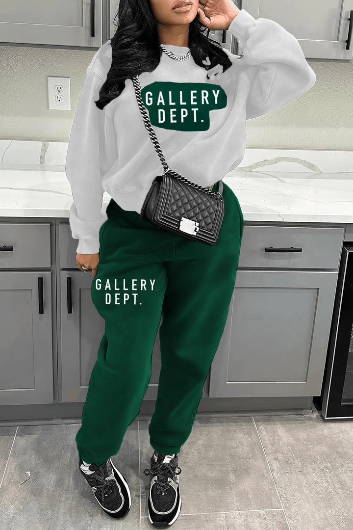 Damen Sweatshirt und Hose Set mit modernem Grafikdesign Drune
