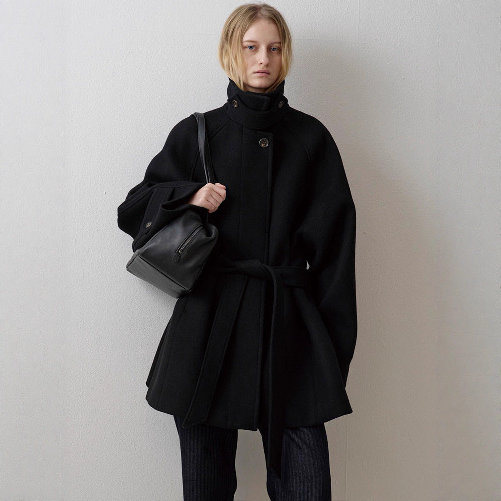 Damen gesteppter Wollmantel mit elegantem Kragen Drune