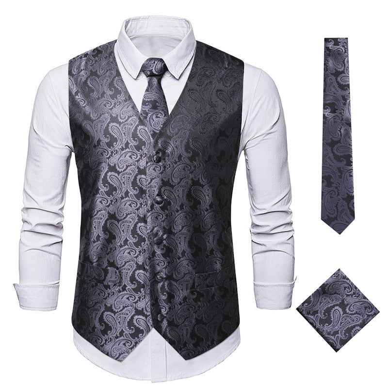 Herren elegante Anzugweste mit eleganten Paisley-Muster und passendem Zubehör Drune