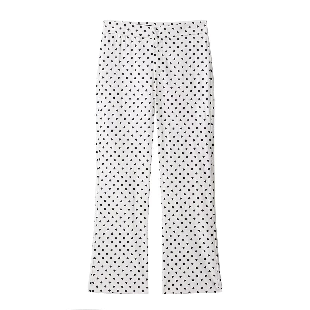 Damen nan weite High-Waist Schlaghose mit Punkteprint und elastischem Bund Drune
