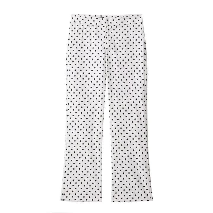 Damen nan weite High-Waist Schlaghose mit Punkteprint und elastischem Bund Drune