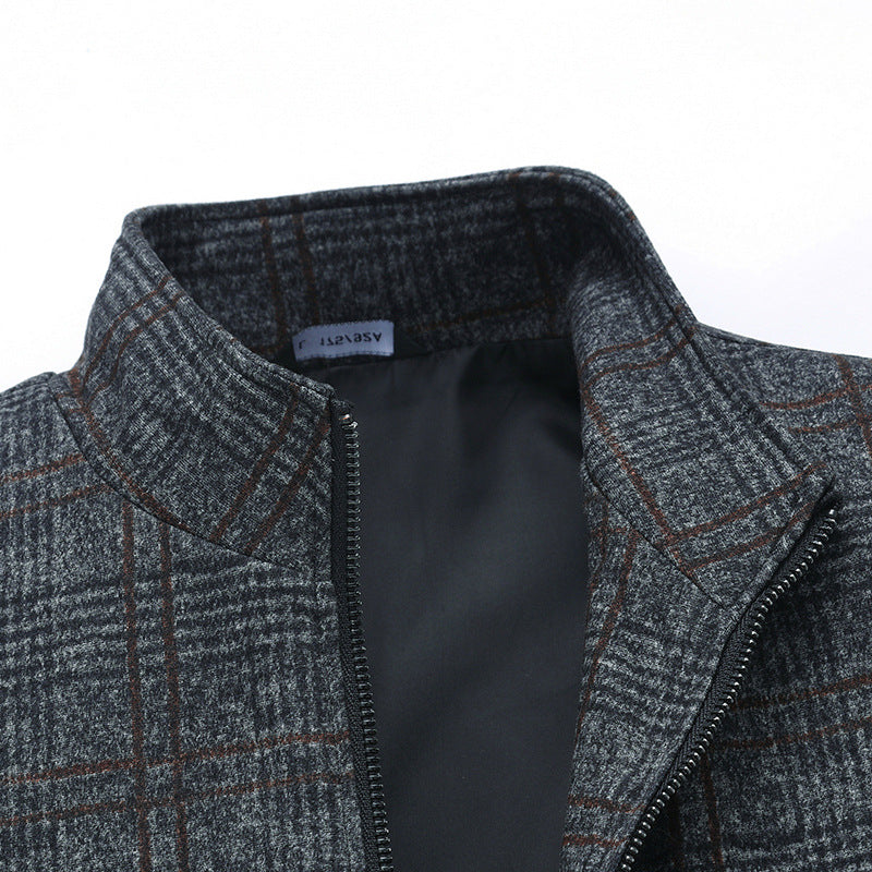 Herren modische Übergangsjacke mit klassischem Karo-Muster und praktischen Reißverschlusstaschen Drune