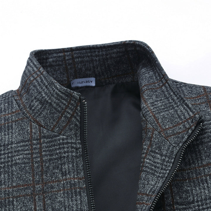 Herren modische Übergangsjacke mit klassischem Karo-Muster und praktischen Reißverschlusstaschen Drune