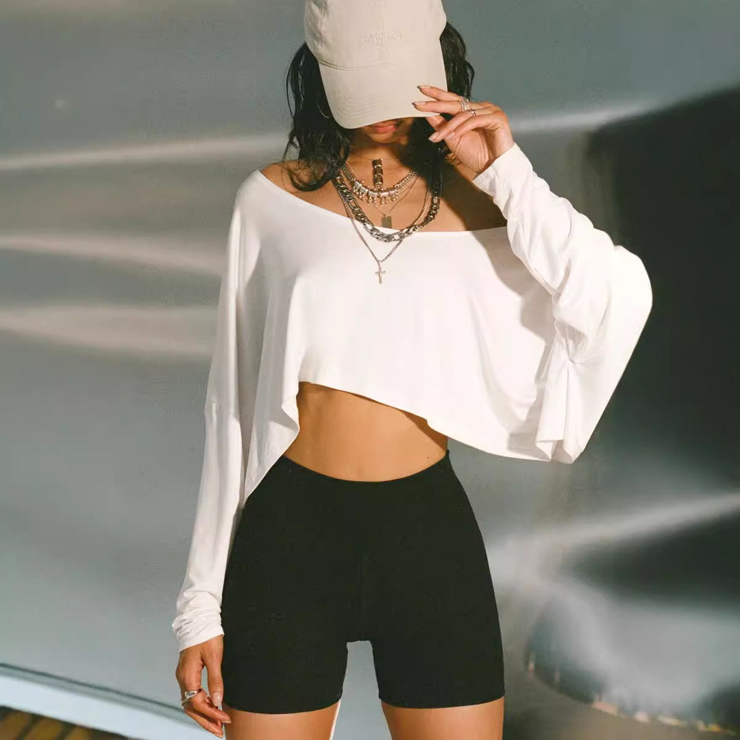 Damen lässiges One-Shoulder-Oberteil mit asymmetrischem Schnitt und weitem Design Drune