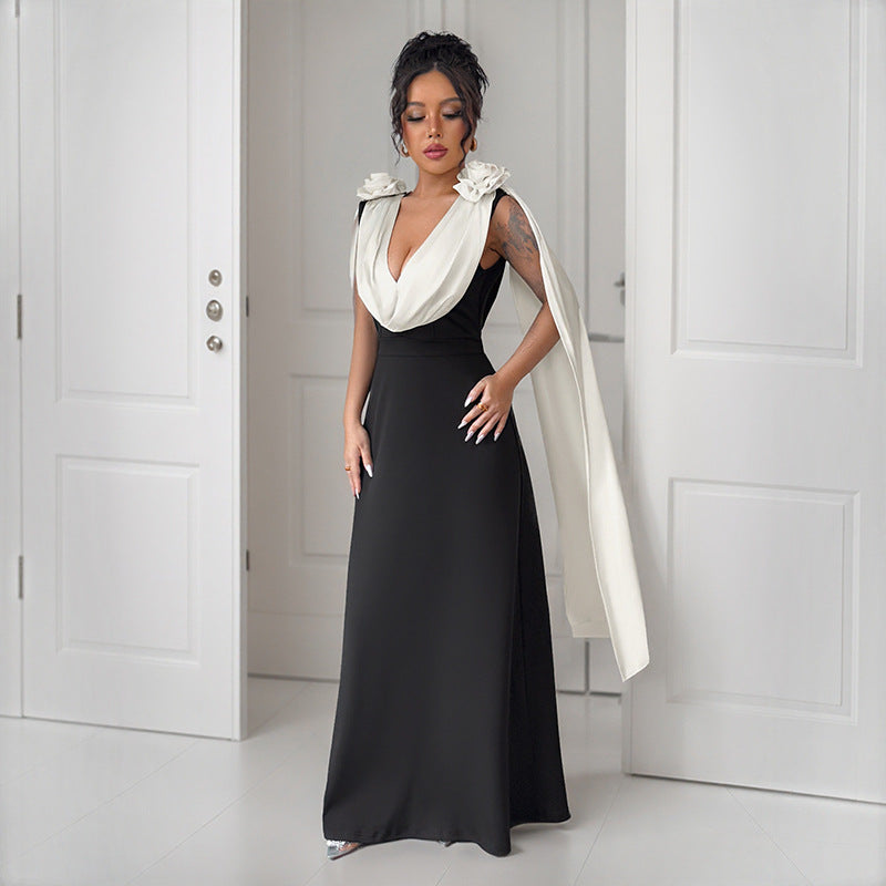 Damen Elegantes Wickelkleid mit floralem Akzent Drune