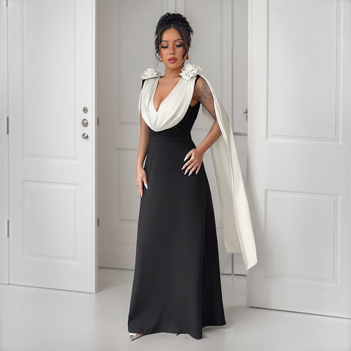 Damen Elegantes Wickelkleid mit floralem Akzent Drune