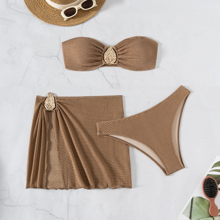Damen Bandeau-Bikini-Set mit elegantem Drapierungsdetail Drune