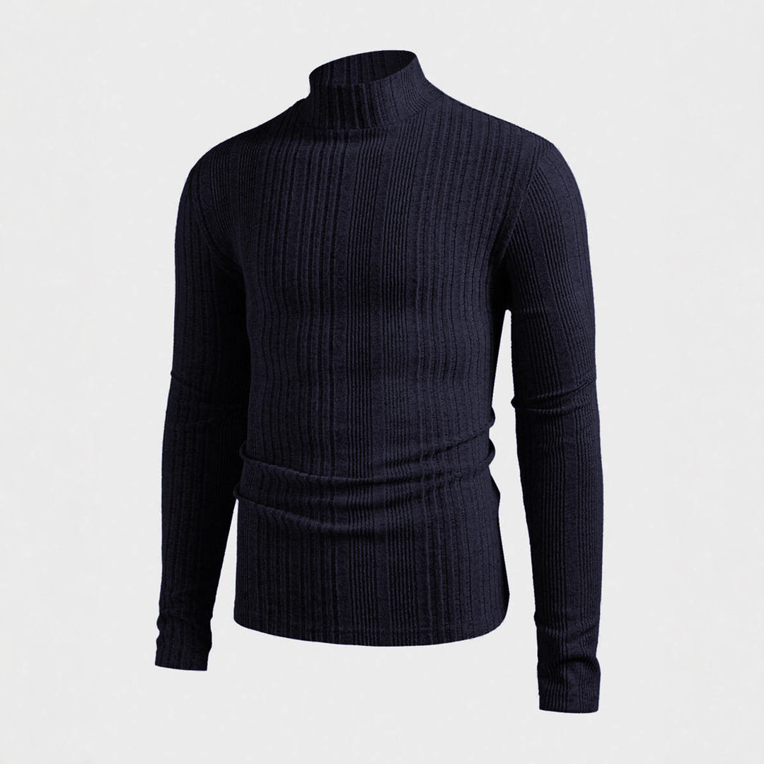 Herren Strickpullover mit hohem Kragen und Rippstruktur Drune