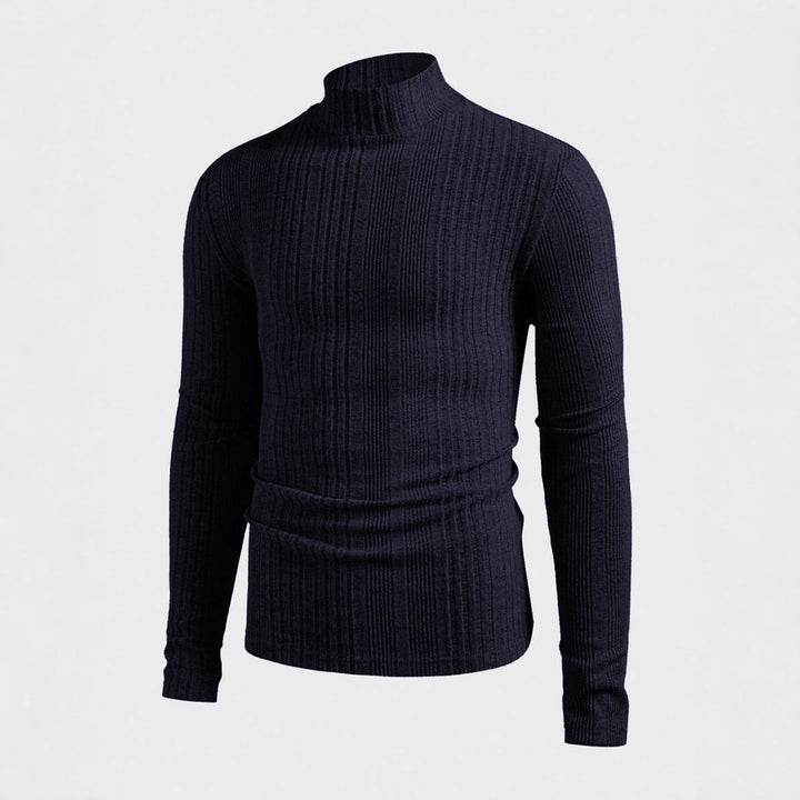 Herren Strickpullover mit hohem Kragen und Rippstruktur Drune