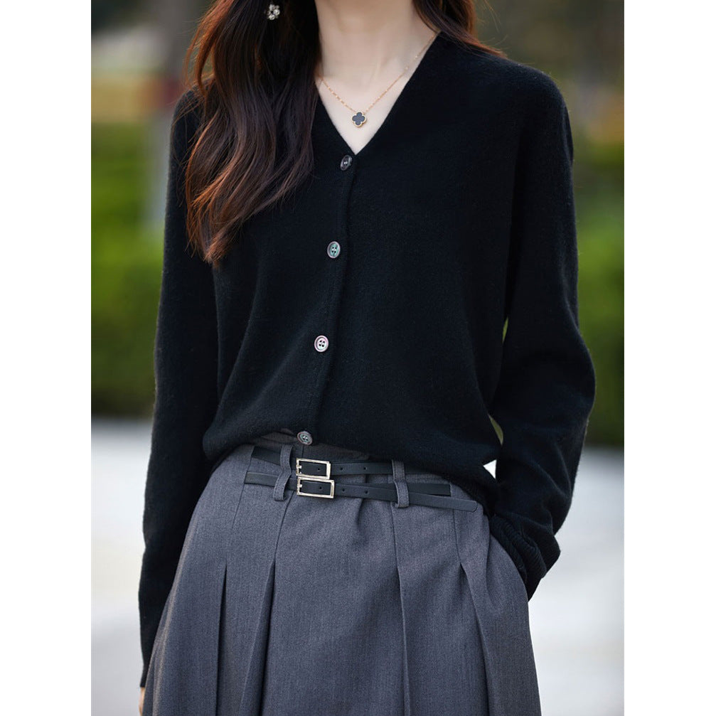 Damen modischer Cardigan mit Knopfverschluss und luxuriösem Material Drune