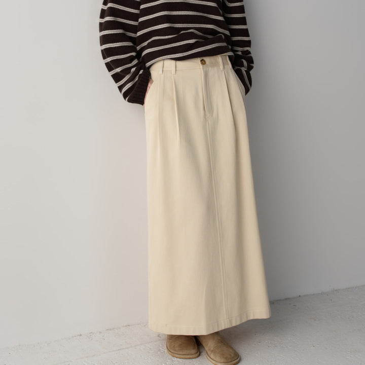 Damen eleganter und hoch taillierter Maxirock mit Falten Drune