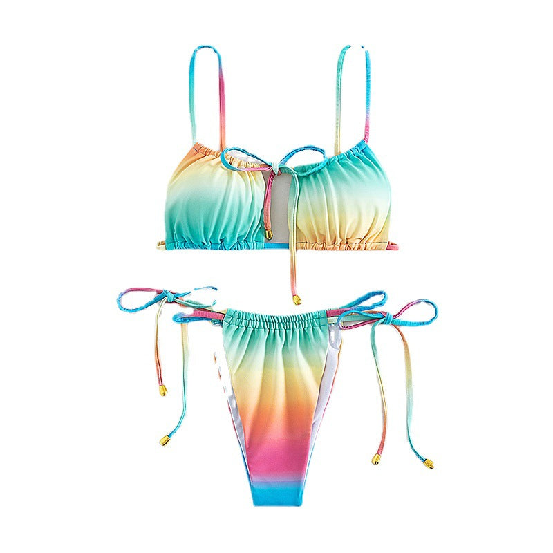 Damen Triangel-Bikini mit individuell verstellbaren Bändern und modischem Farbverlauf Drune