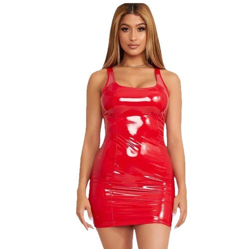 Damen figurbetontes Minikleid aus glänzendem Material mit raffinierten Details Drune