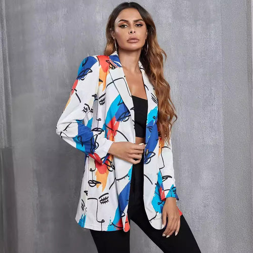 Damen Blazer mit künstlerischem Print und modernem Schnitt Drune