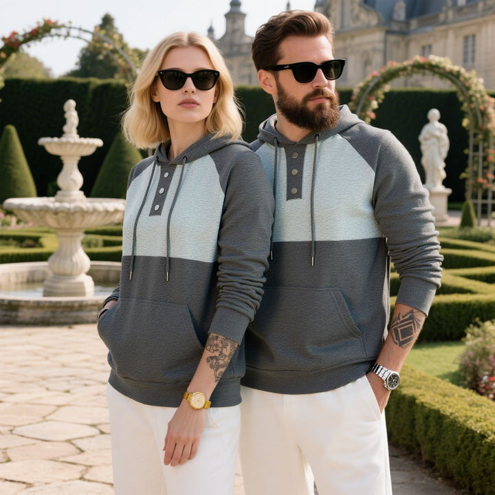 Herren modischer Kapuzenpullover mit strukturiertem Gewebe und praktischen Knopfdetails Drune